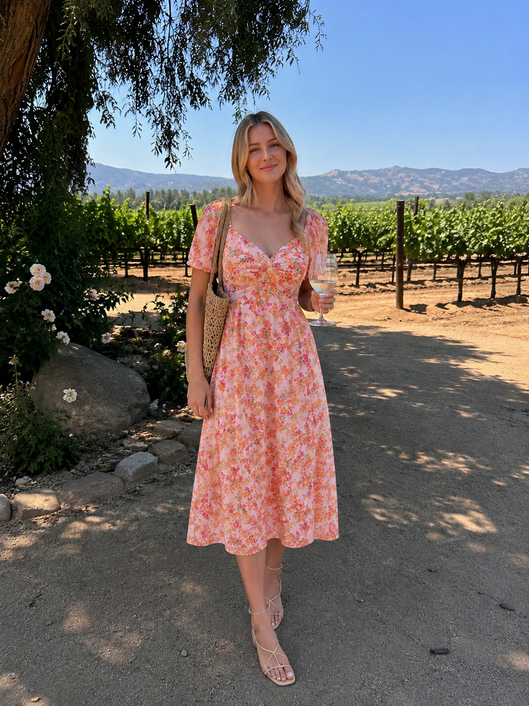 Floral Twist Midi Dress