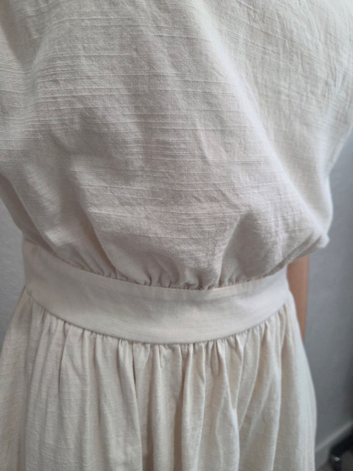 Cotton-Blend Asymmetrical Neck Midi Dress